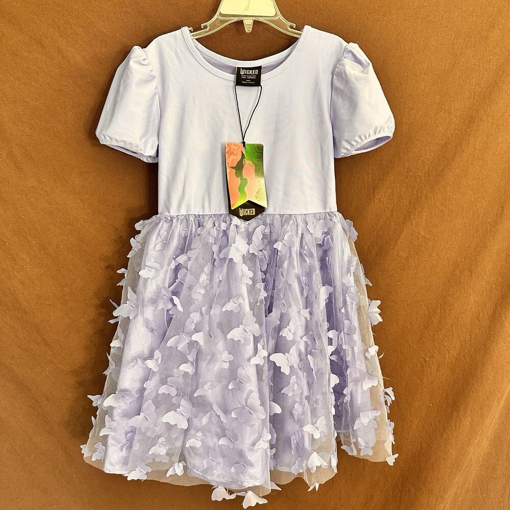 NWT Girls Wicked Glinda Dress By Paul Tazewell Lavender Tulle Butterfly M 8